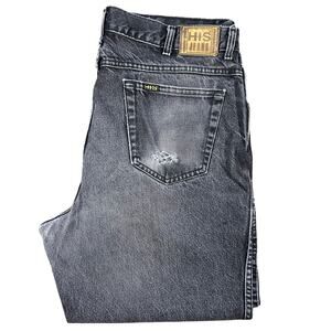 Vintage His Jeans Black Faded Denim Jeans 38x28